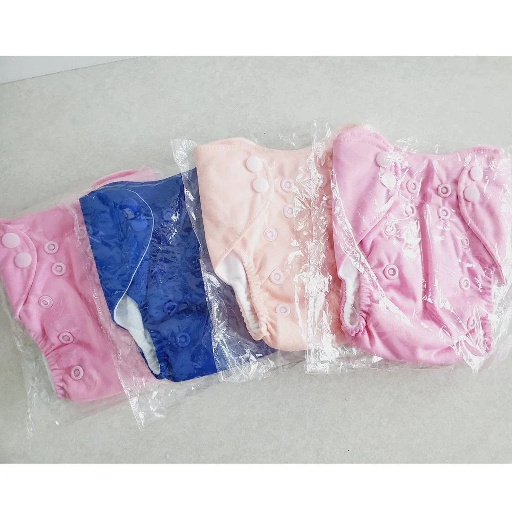 Reusable Cloth Pocket‎ Diaper Set Pink Blue Peach Adjustable One Size